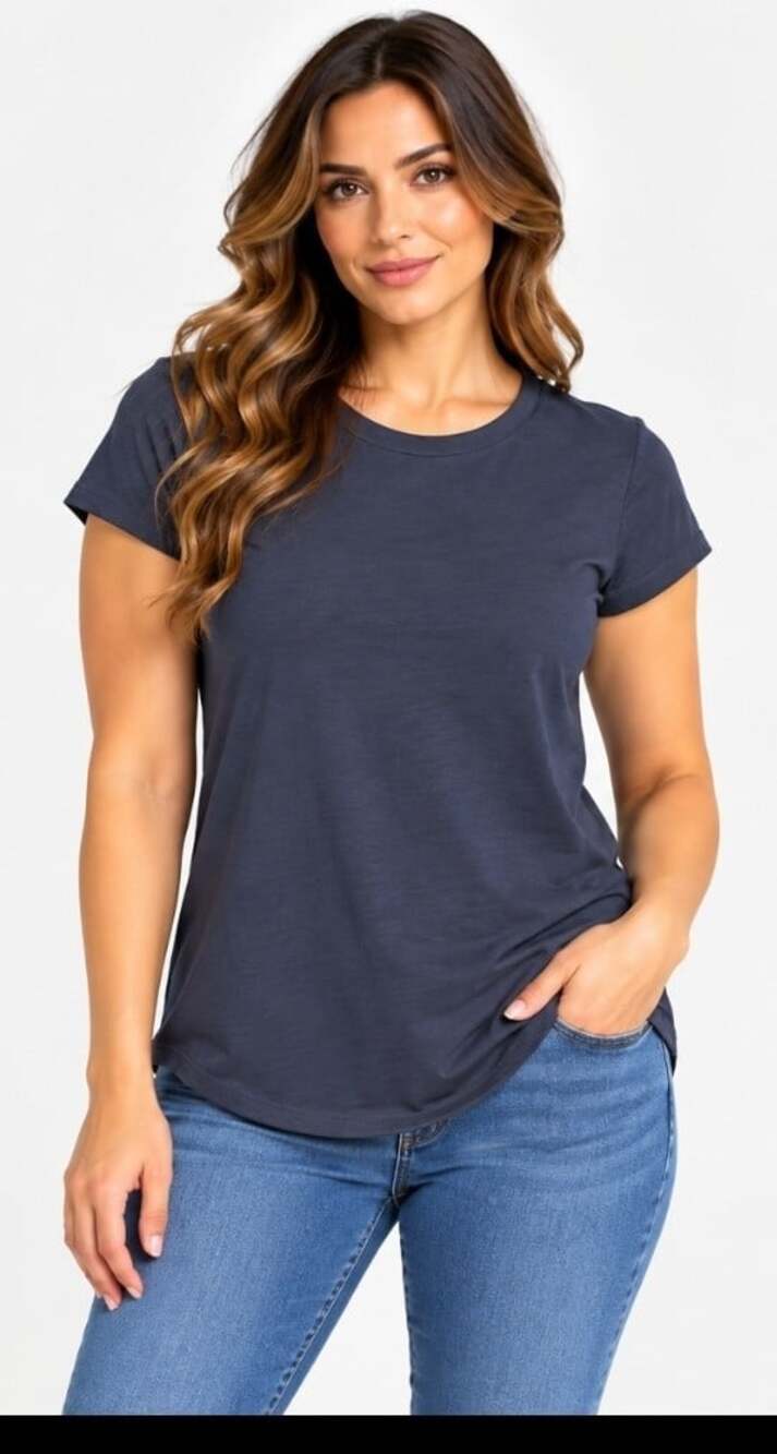 Universal Standard Tee Rex Short Sleeves Top Navy Womens Size XS Casual T35 NWT